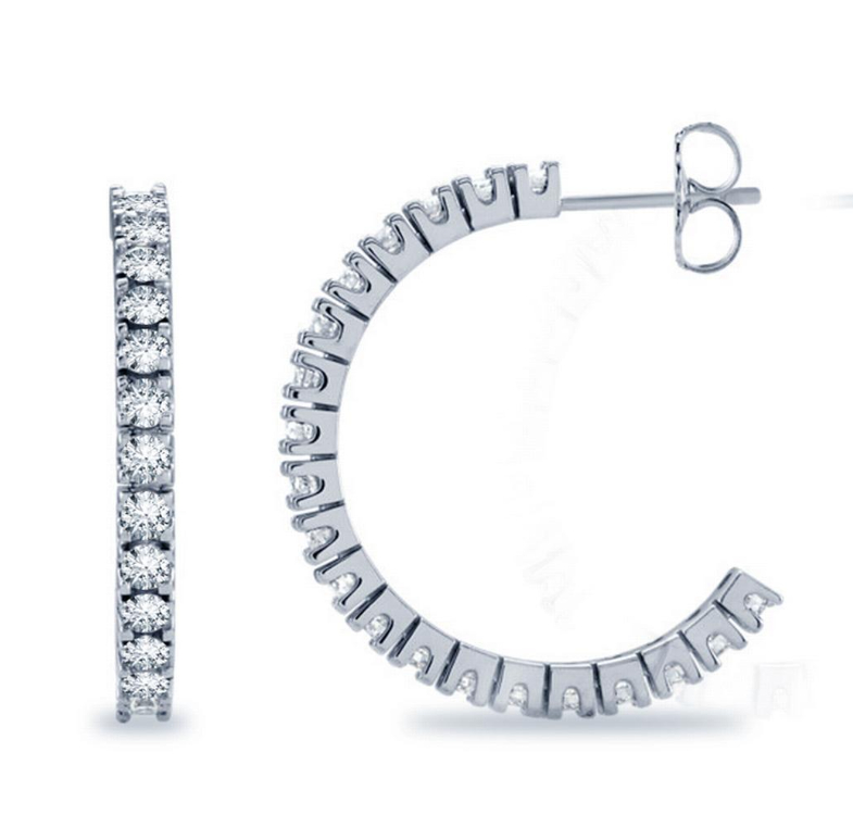 Diamond Hoops. Round Diamonds set in a White Gold Hoop. Made by Diamond and Gold Warehouse. 