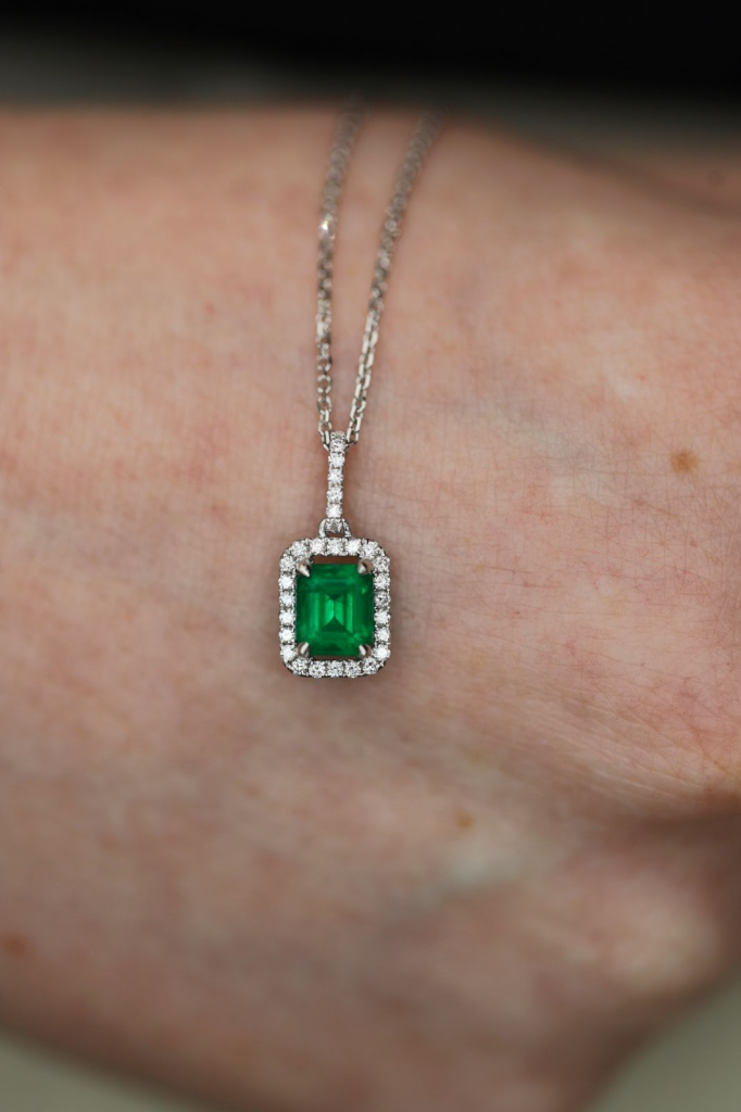 Green Emerald Gemstone Pendant - Bridesmaid jewelry 