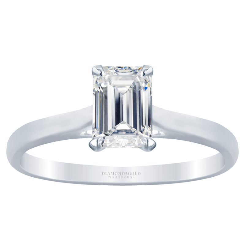 Emerald Cut Diamond Engagement Ring in a Solitaire Style Setting