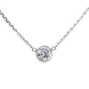 Round Diamond Bezel Necklace - 0.88ct