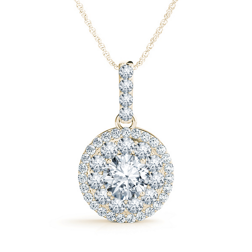9ct Two Tone Gold Diamond Double Circle Pendant | Angus & Coote