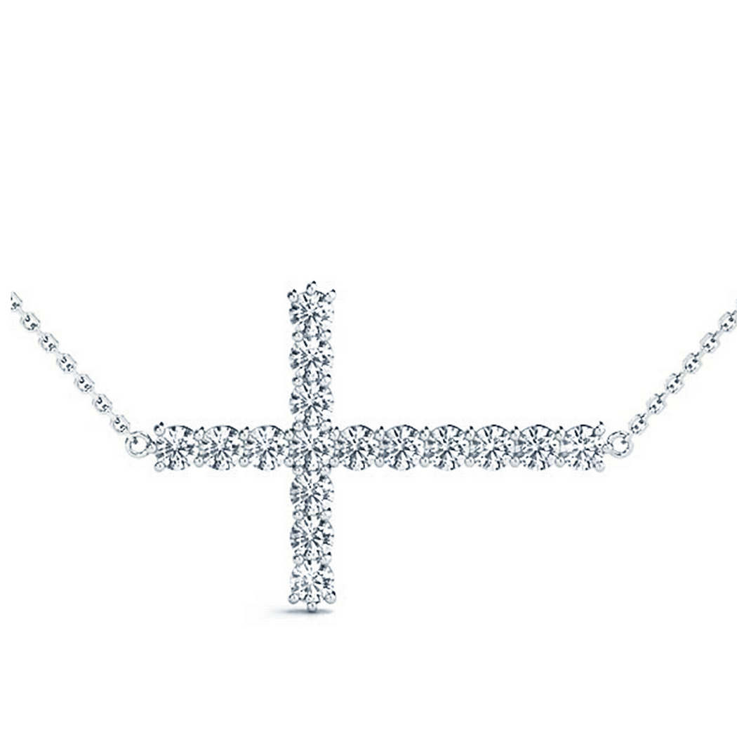Diamond Cross Pendant- East/West Style