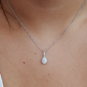 Pear Diamond Halo Necklace