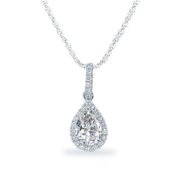 Pear Diamond Halo Necklace