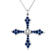Sapphire and Diamond Cross Necklace