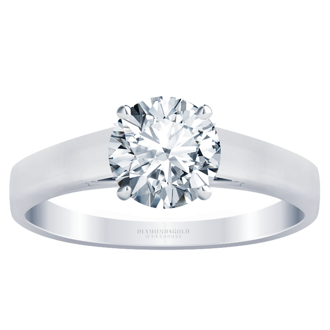 Wide Flat Band Solitaire Engagement Ring