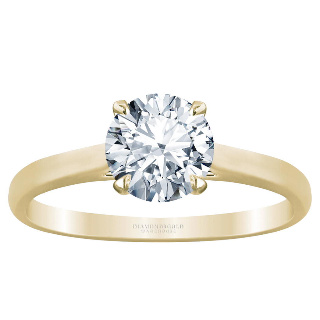 Round Diamond Ring with Pave & Tapered Diamond Halo - Element 79  Contemporary Jewelry