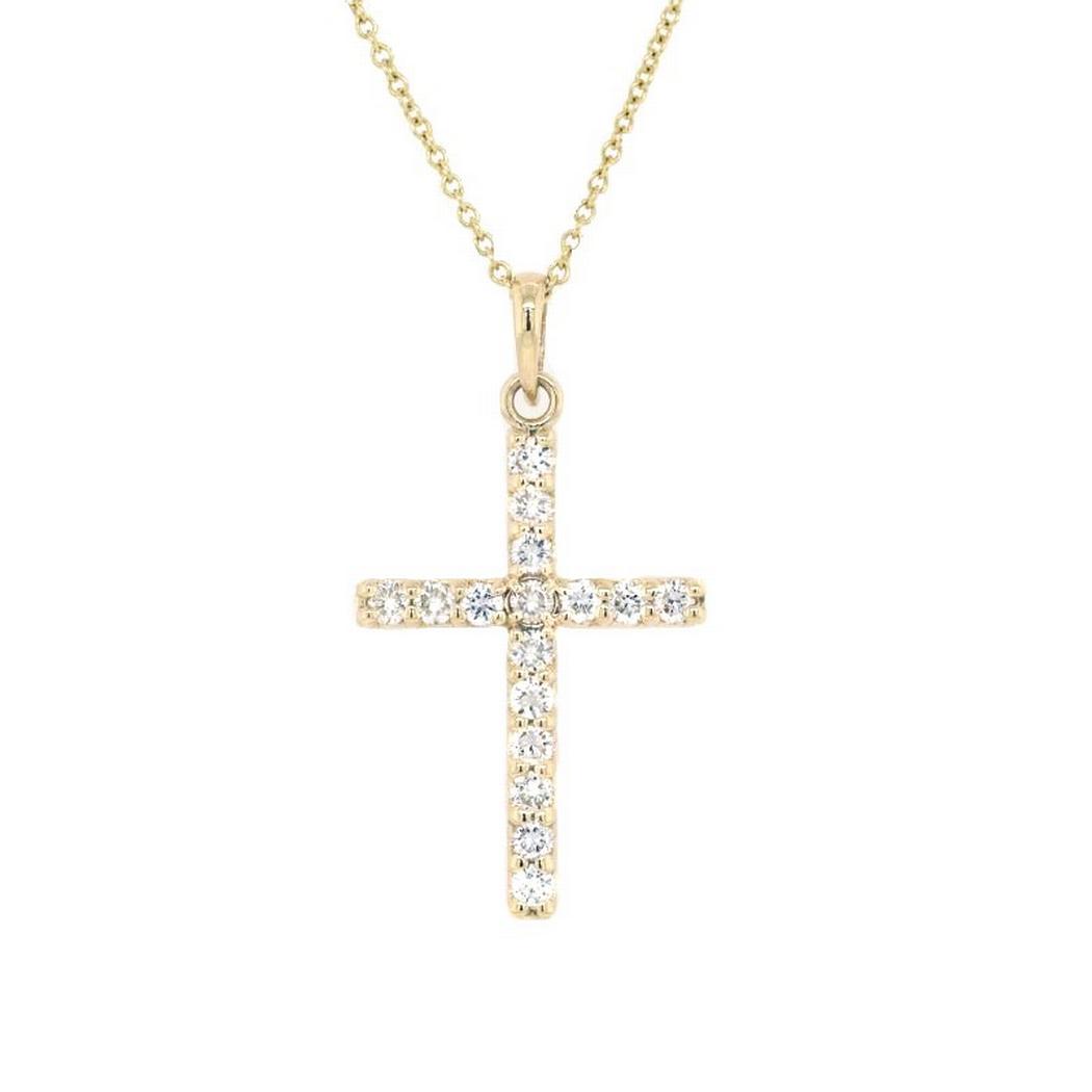 14K Sideways Cross Diamond Necklace - IceLink