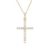 14k Yellow Gold Cross Diamond Necklace