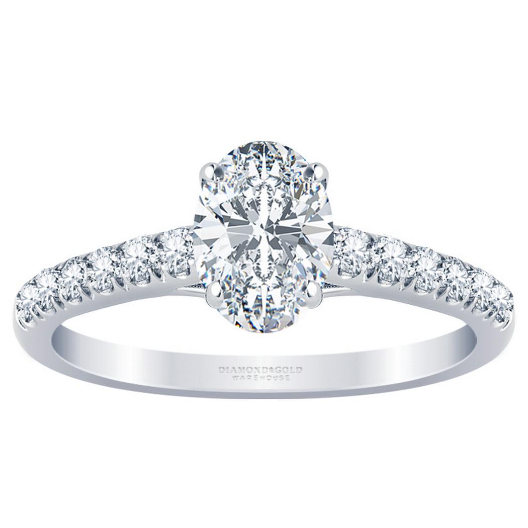 Pave Style Oval Diamond Engagement Ring 