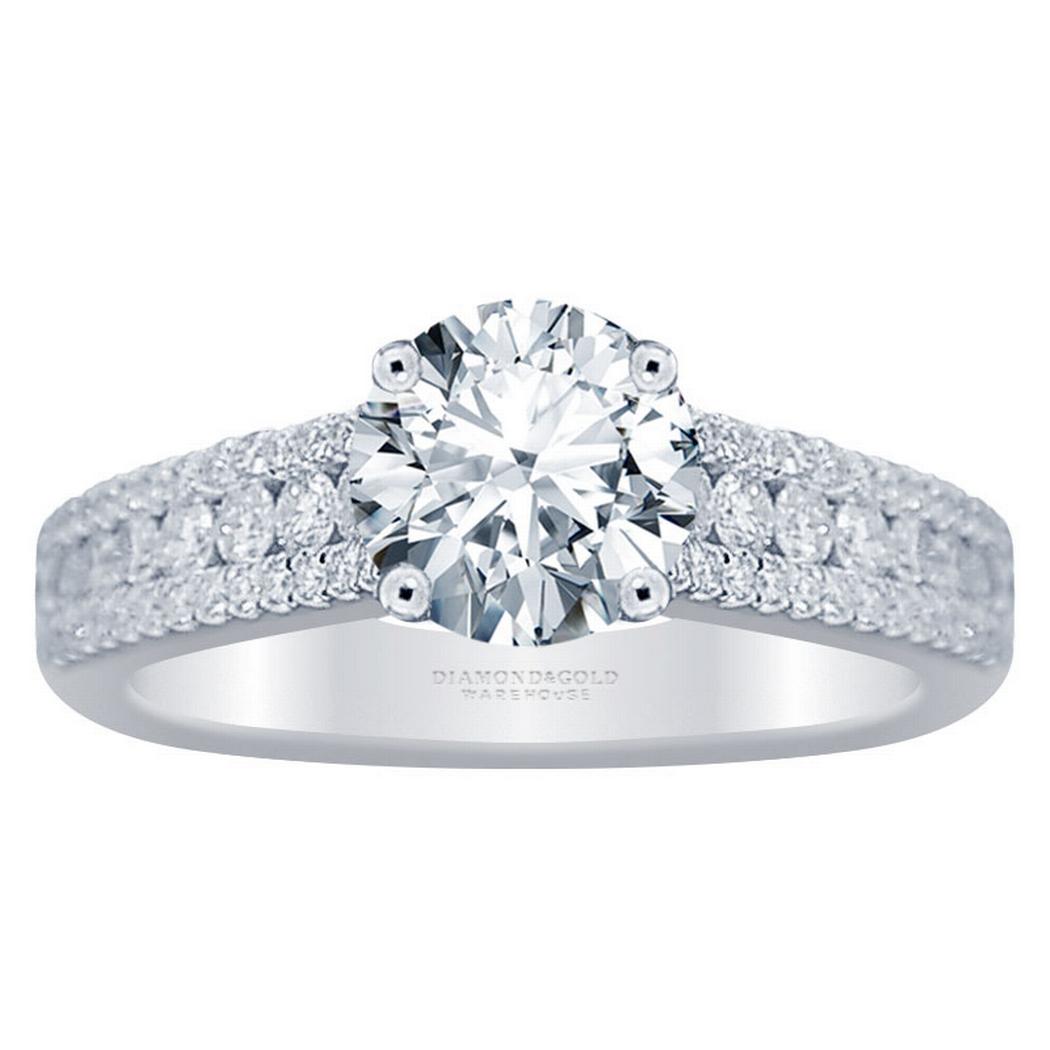 Three Row Diamond Engagement Ring