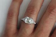 Asscher Three Stone Diamond Engagement Ring