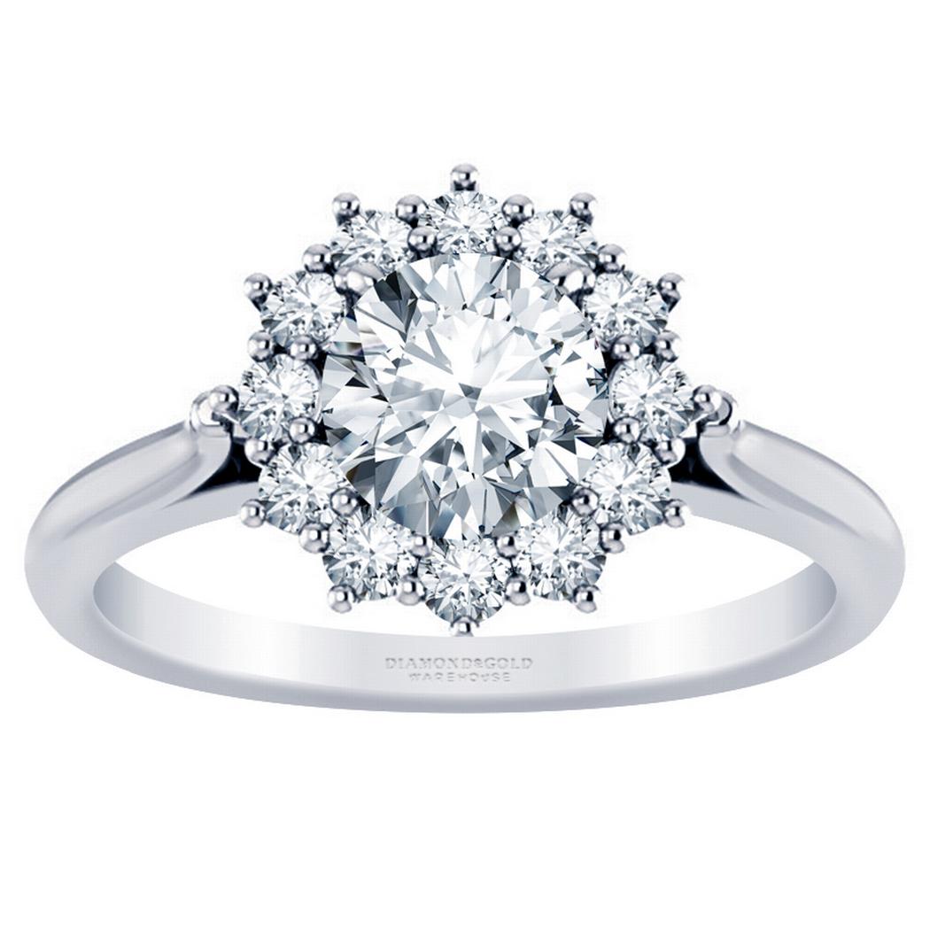 Large Round Diamond Halo Engagement Ring