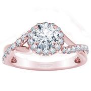 Twisted Diamond Halo Engagement Ring