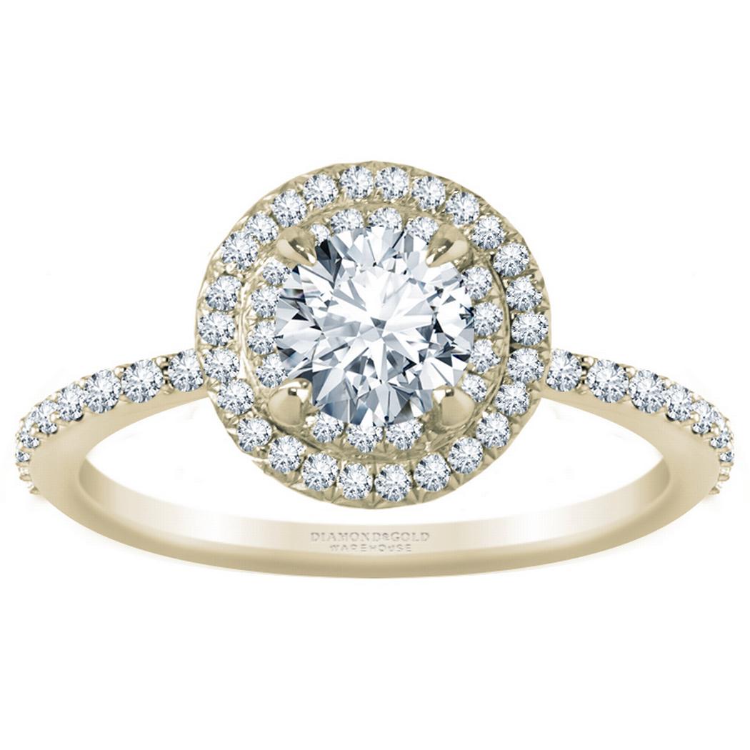 3/4ct Double Halo Round Diamond Engagement Ring 10K White Gold