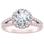 Round Diamond Halo Split Shank Engagement Ring 