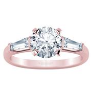 Three Stone Round Diamond Engagement Ring - With Baguettes