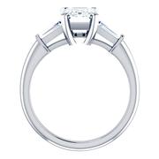 Three Stone Pear Diamond Engagement Ring - With Baguettes 