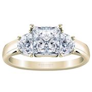 Princess Three Stone Engagement Ring - With Half Moons