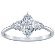 Marquise Three Stone Engagement Ring with Pear shape sides