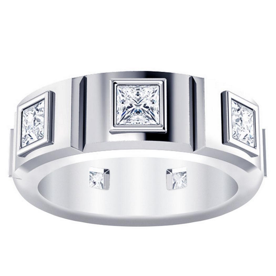 4mm Bezel Set Princess Cut Diamonds Engagement Ring in 9K Yellow Gold