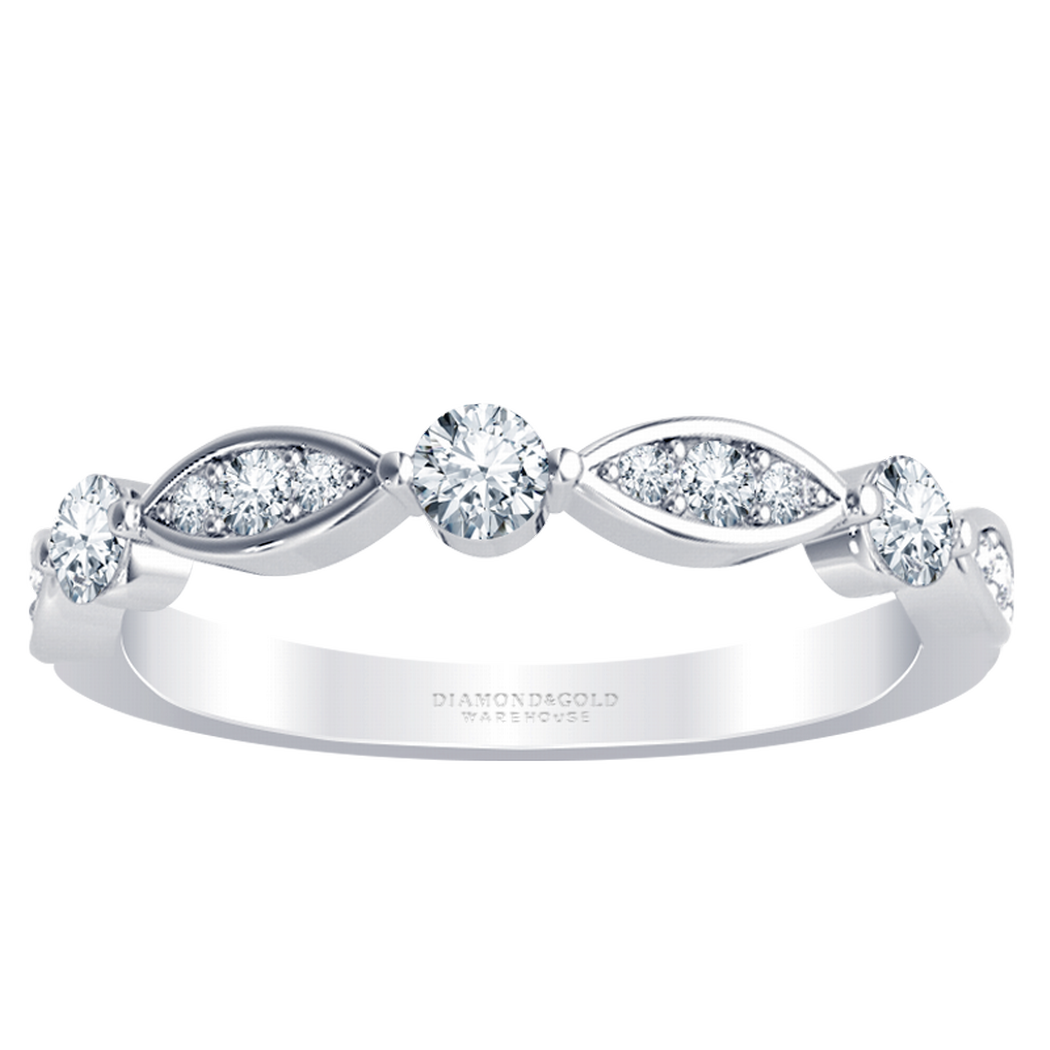 Stackable Diamond Wedding Band - Alternating Diamonds