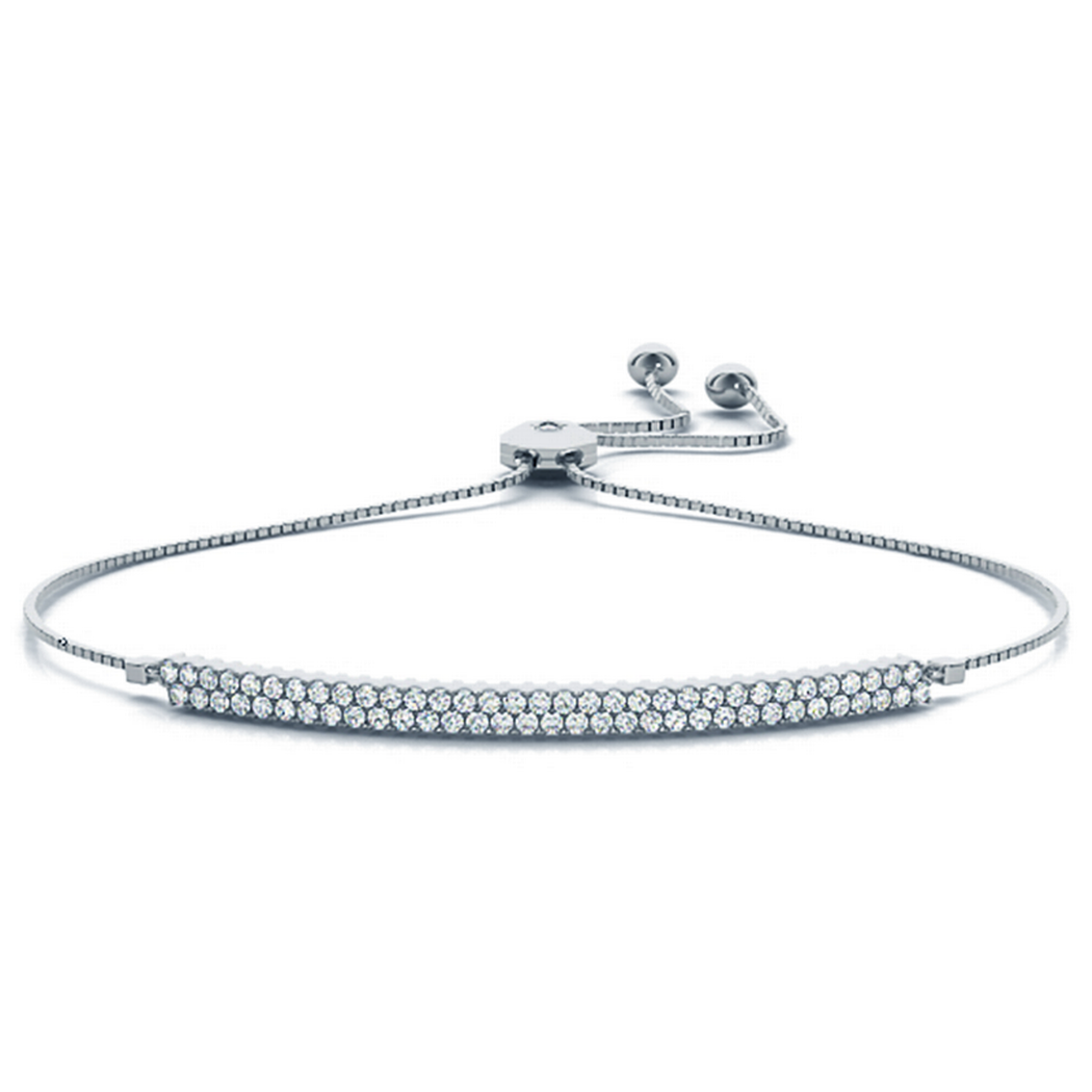 14k Two Row Adjustable Diamond Bracelet
