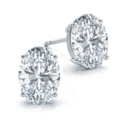 14k Oval Diamond Earrings Four Prong