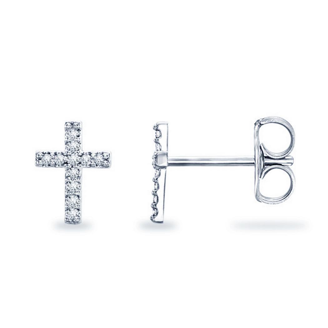 Diamond Cross Earrings 1/20ctw 