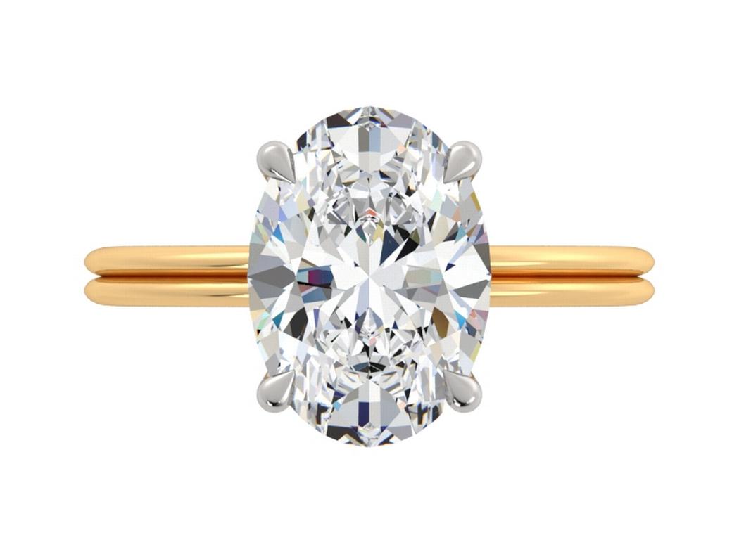 Oval Diamond Engagement Ring - Two Toned with Hidden Halo