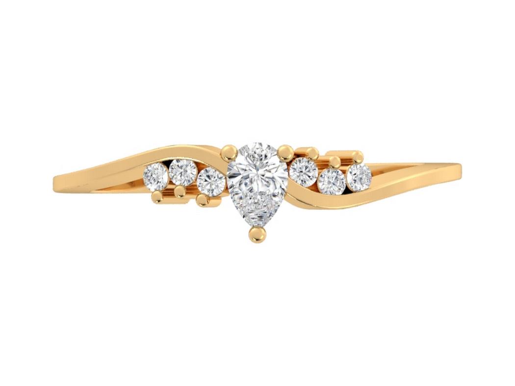 Pear Cut Diamond Engagement Ring with Accent Side Stones