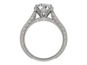 Round Diamond Vintage Milgrain Accent Engagement Ring
