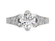 Round Diamond Vintage Milgrain Accent Engagement Ring