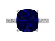Cushion Cut Sapphire Ring with Diamond Accents