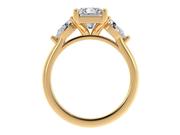 Radiant Diamond Three Stone Engagement Ring with Pear Side Stones