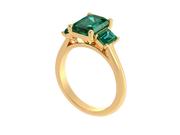 Emerald Cut Three Stone Ring with Emerald Gemstones