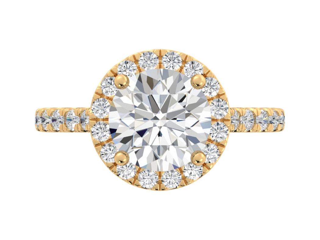 Round Brilliant Cut Diamond Engagement Ring with Diamond Halo