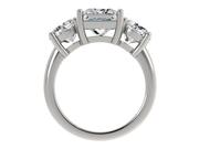 Princess Cut Diamond Three Stone Engagement Ring with Round Side Stones