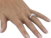 Round Three Stone Diamond Engagement Ring with Baguette Side Stones