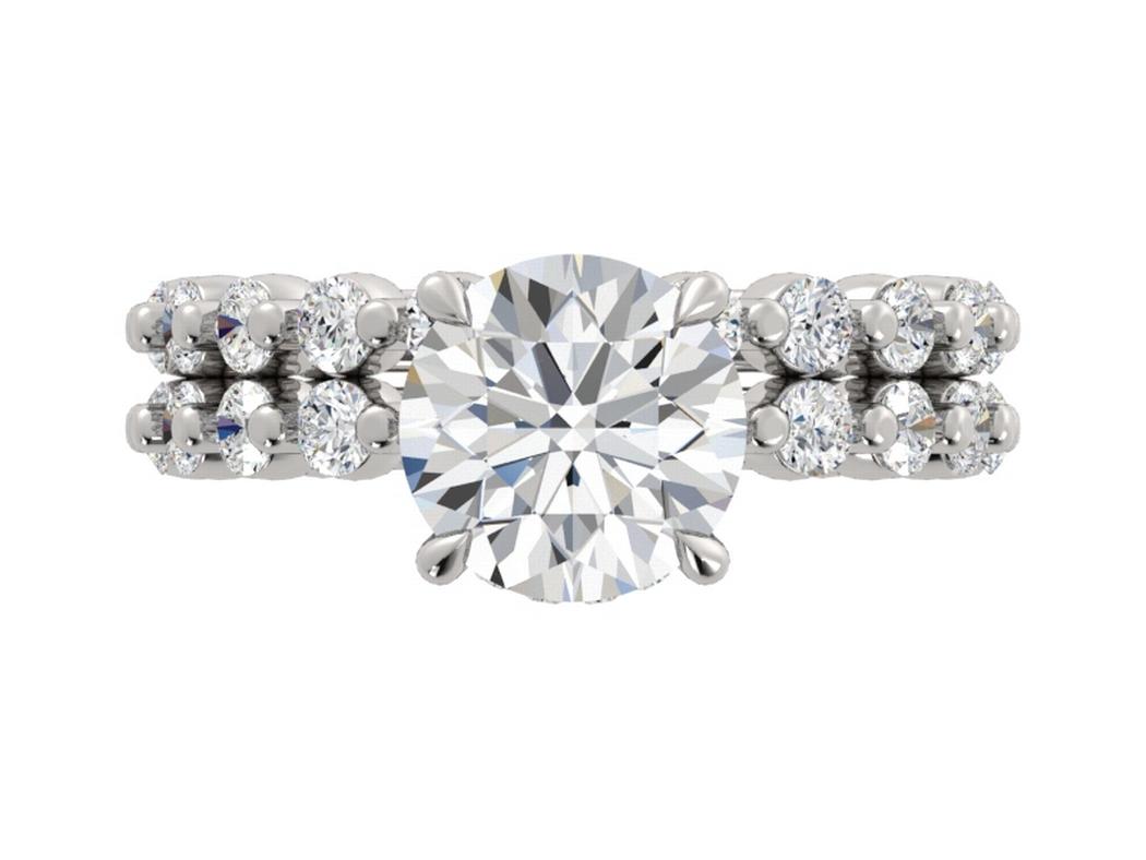 Round Diamond Engagement Ring and Wedding Band Set
