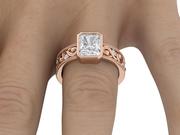 Emerald Cut Diamond Scroll Engagement Ring