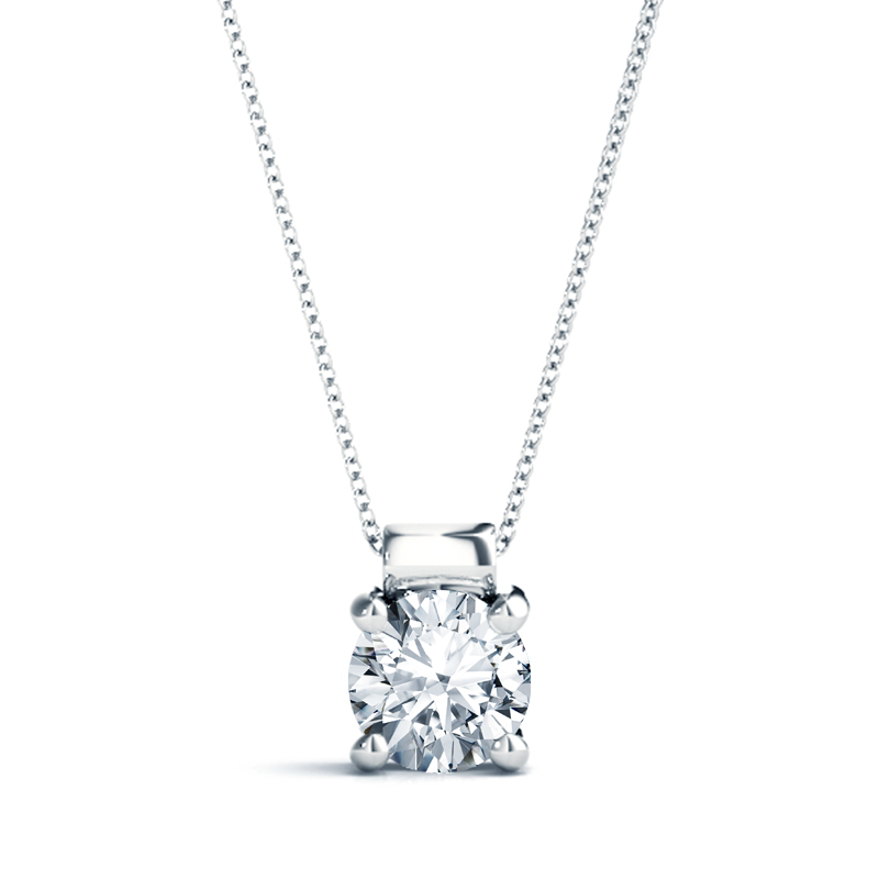 Round Solitaire Diamond Pendant, Round Diamond Necklace