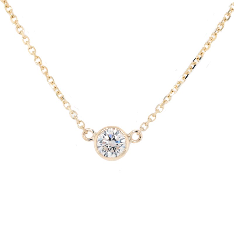 Yellow Gold Diamond Bezel necklace by Diamond and Gold Warehouse