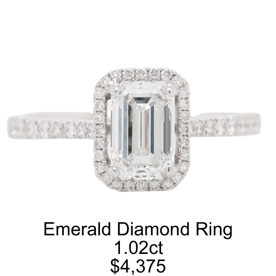 Emerald Cut Diamond Halo Engagement Ring in Dallas