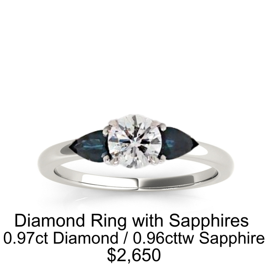 Sapphire and Diamond Three Stone Engagement Ring in Dallas, Texas