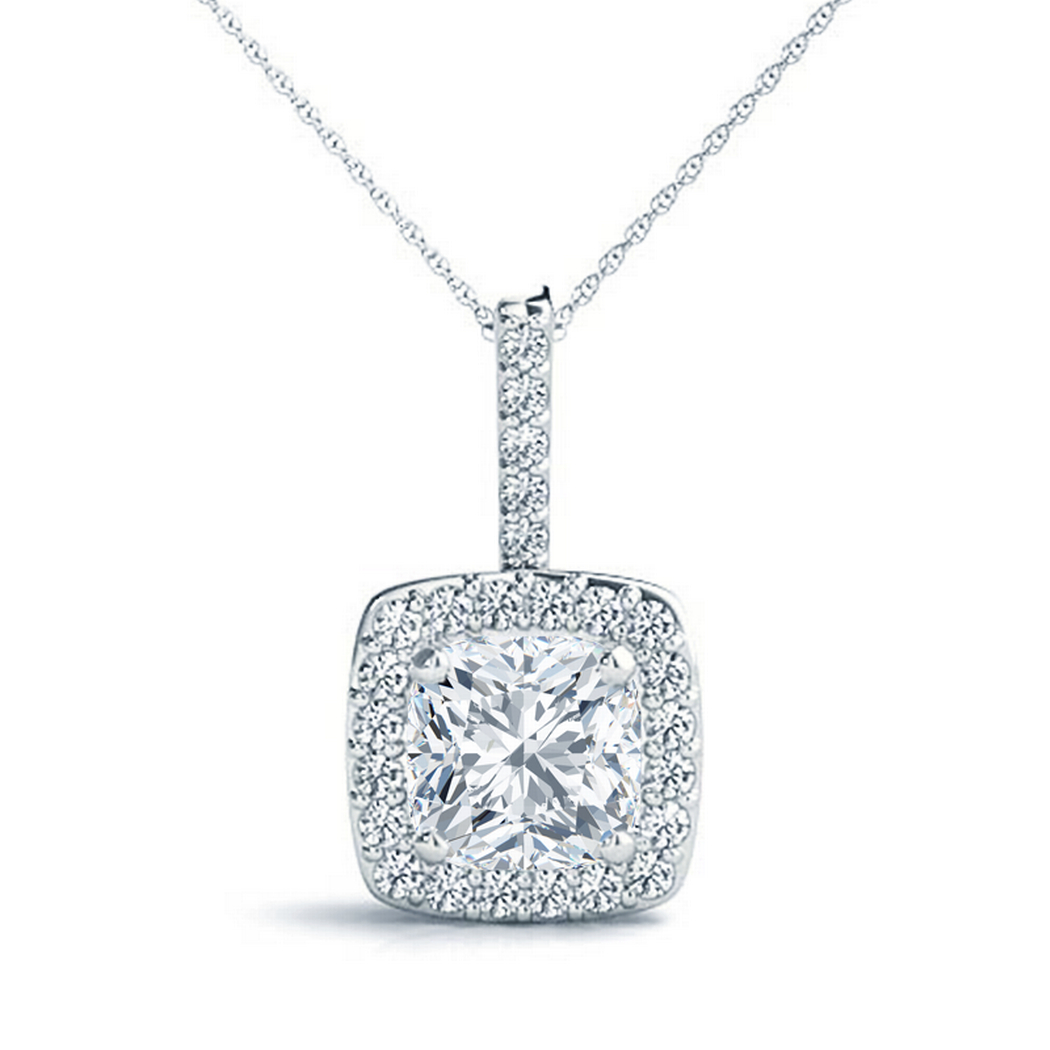 Cushion Diamond Halo Pendant