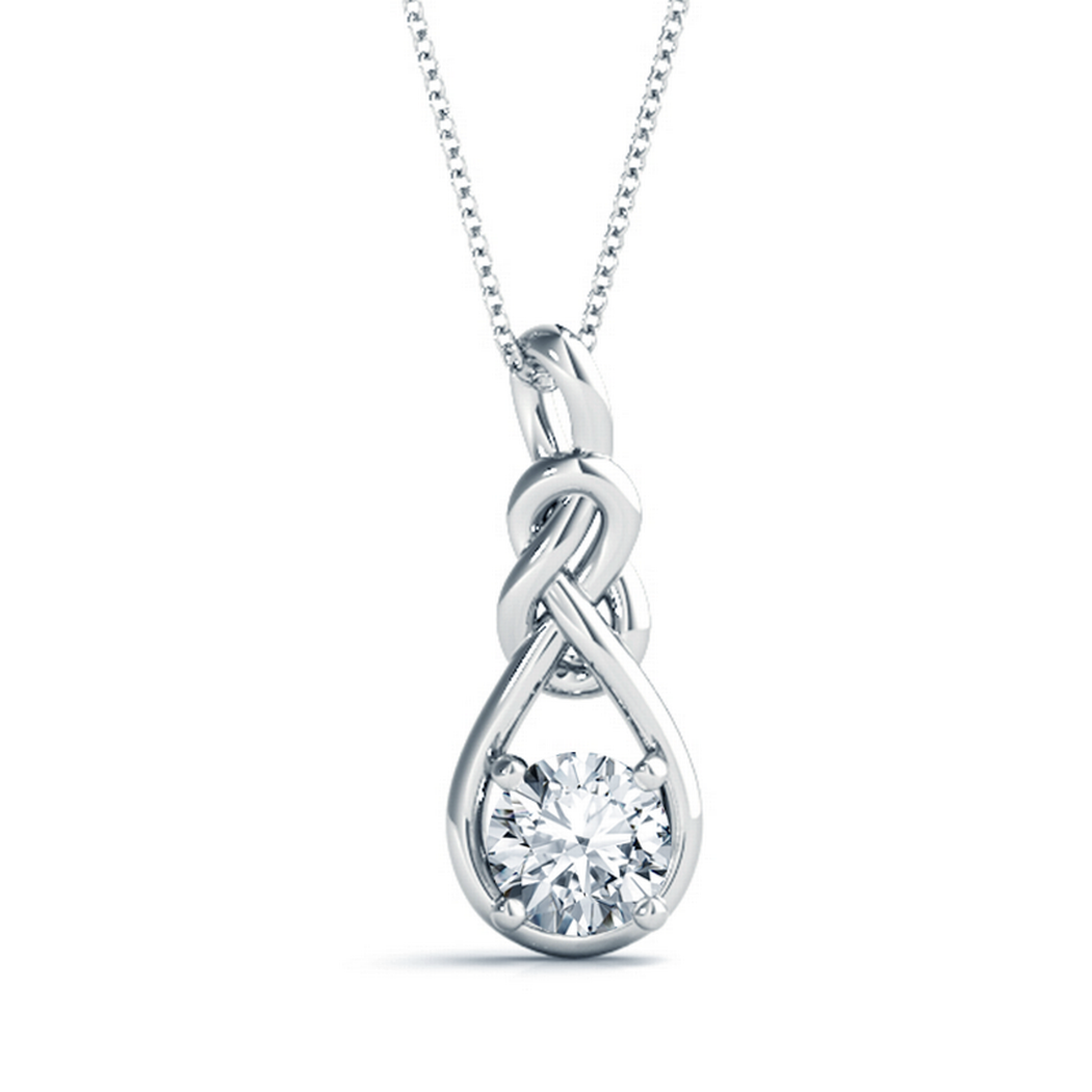 Round Diamond Solitaire Pendant- Love Knot