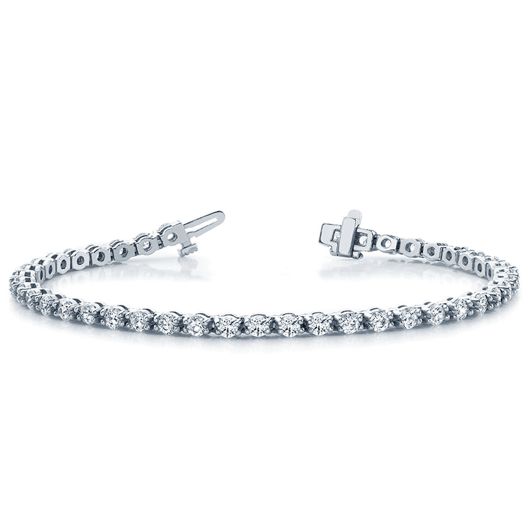 14k Line Bar Diamond Bezel Tennis Bracelet