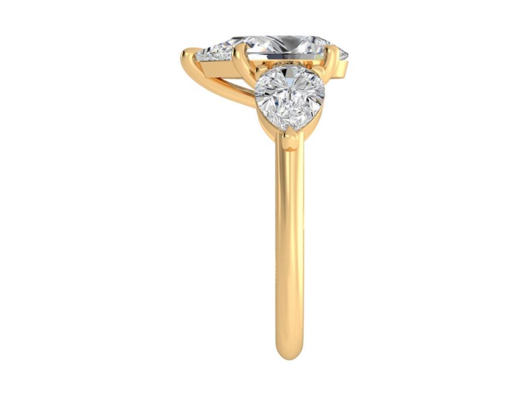 Pear Cut Diamond Three Stone Ring - Pear Side Stones » Diamond and Gold ...