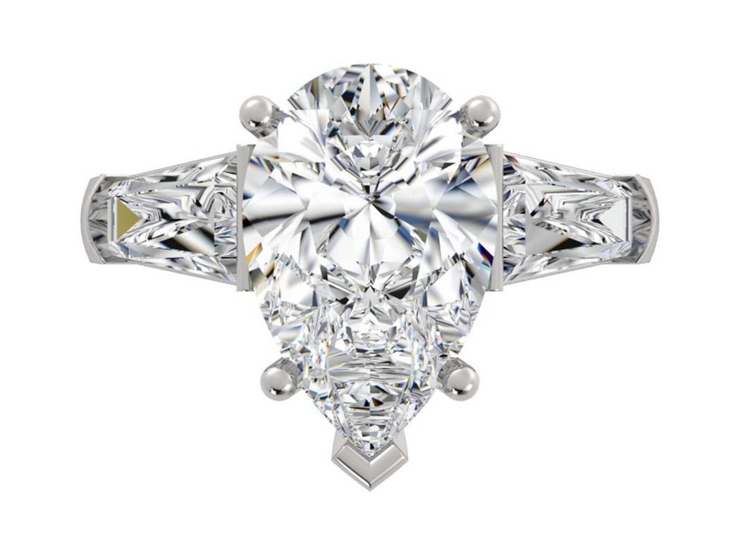 Pear Cut Three Stone Diamond Engagement Ring » Diamond and Gold Warehouse